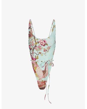 Skims X Cavalli Graphic-Print Swimsuit - Blue