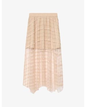 AllSaints Celia Lace-Trim Mesh Midi Skirt - Natural