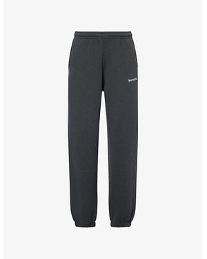 Sporty & Rich Logo-Print Straight-Leg Cotton-Blend Jogging Bottoms - Grey