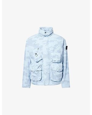 Stone Island Camo Compass-Badge Ripstop Field Cotton-Blend Jacket - Blue