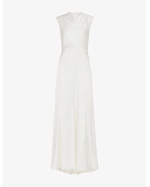Whistles Melody Cowl-Neck Woven Maxi Wedding Dress - White