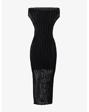 CFCL Pleated Tubular Woven Midi Dress - Black