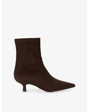 Steve Madden Checklist Faux-Suede Heeled Ankle Boots - Brown