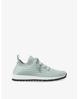 Jimmy Choo Veles Diamond-Texture Knitted Low-Top Sneakers - White