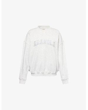 ADANOLA Logo-Embroidery Varsity Oversized Cotton-Jersey Sweatshirt - White