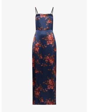 Reformation Frankie Floral Silk Midi Dress - Blue