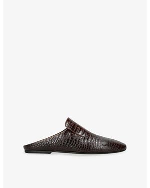 Dries Van Noten Mock-Croc Leather Mules - Brown