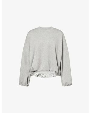4th & Reckless Elowen Balloon Sleeve Bubble Hem Cotton Sweatshirt - White