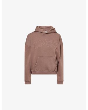 BO+TEE Brand-Embroidery Relaxed-Fit Cotton-Blend Hoodie - Brown