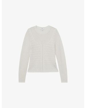 Reiss Bella Pointelle-Detail Knitted Top - White