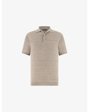 BOGGI Fine-Knit Regular-Fit Linen And Cotton Polo Shirt - Natural