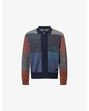 Paul Smith Zip-Up Knitted Cotton And Wool-Blend Jacket - Blue