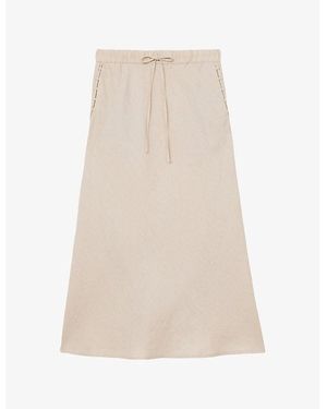 Reiss Roxi Drawstring-Waist Linen Maxi Skirt - Natural
