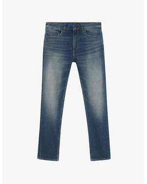 HUGO Slim-Fit Straight-Leg Stretch-Denim Jeans - Blue