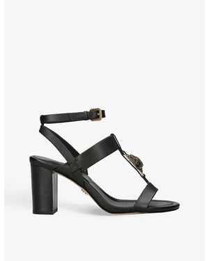 Kurt Geiger Hampton Eagle-Embellished Leather Heeled Sandals - Black