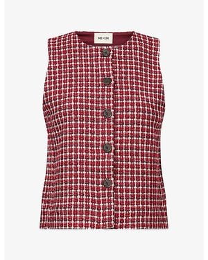 ME+EM Sleeveless Textured-Pattern Woven Top
