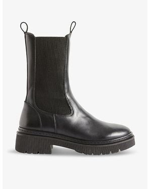 Claudie Pierlot Elasticated-Side Mid-Height Leather Chelsea Boots - Black