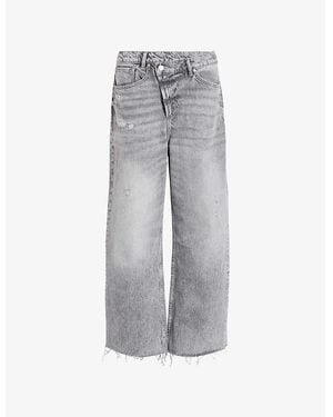 AllSaints Aki Crossover Straight-Leg Denim Jeans - Grey