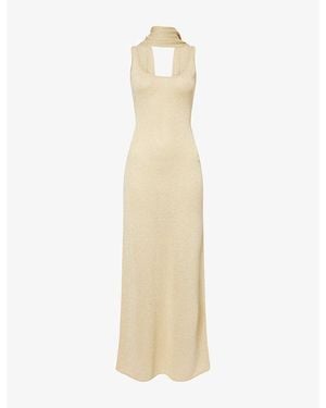 4th & Reckless Aria Metallic Knitted Maxi Dress - Natural