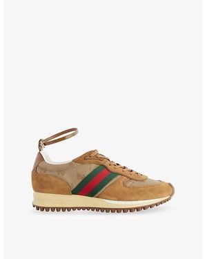 Gucci Nora Remotion Gg Suede Trainers - Natural