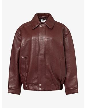 Agolde Ona Relaxed Faux-Leather Bomber Jacket - Purple