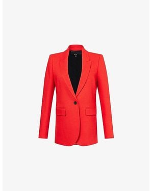 ME+EM Padded Shoulder Single-Breasted Woven Blazer Jacket - Red