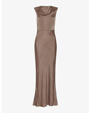 Whistles Cowl-Neck Tie-Back Satin Maxi Dress - Brown