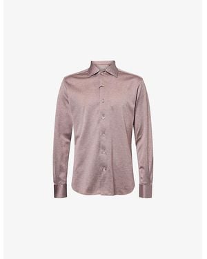 Corneliani Pointed-Collar Long-Sleeve Jersey Shirt - Pink