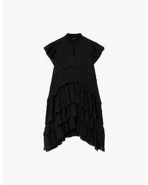 AllSaints Cavarly Ruffled Woven Mini Dress - Black