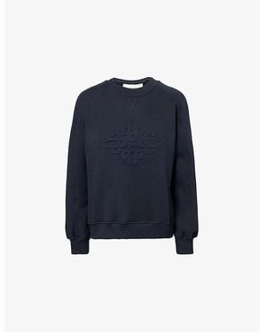 The Couture Club Embossed Emblem Relaxed Cotton-Jersey Sweatshirt - Blue