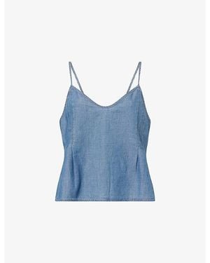 PAIGE Esther Open-Back Cotton Top - Blue