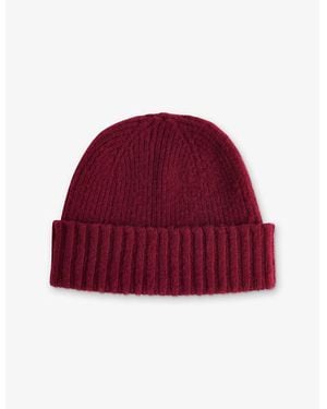 Whistles Ribbed Brushed Wool Beanie - Red