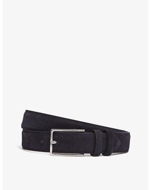 Reiss Dante Adjustable-Buckle Suede-Leather Belt - Blue