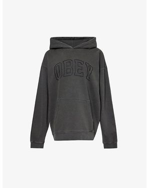 Obey Pigment Pirate Logo-Embroidered Relaxed-Fit Cotton-Blend Hoody - Grey