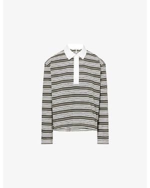 Rag & Bone Kelly Stripe Cotton Polo Top - White