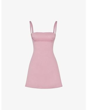 House Of Cb Kara Quilted-Stitch Satin Mini Dress - Pink