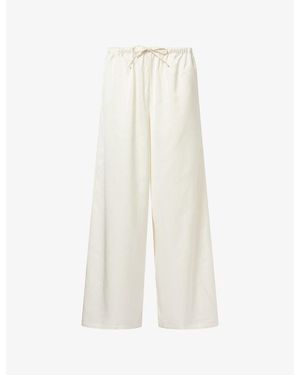 Atelier Ninety Five Wide-Leg Drawstring Satin Trousers - White