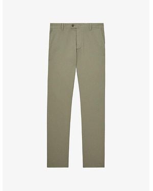 Reiss Dobby Slim-Fit Straight-Leg Cotton Trousers - Green