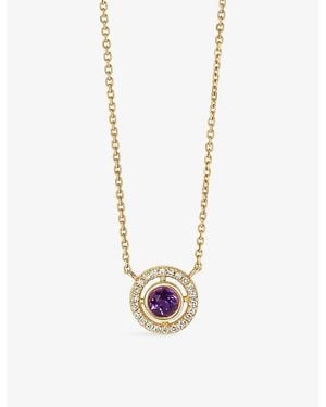 Astley Clarke February Birthstone 14Ct- Amethyst And 0.08Ct Lab-Grown Diamond Pendant Necklace - White