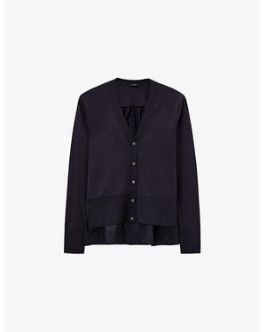 JOSEPH V-Neck Long-Sleeved Cotton-Blend Cardigan - Blue