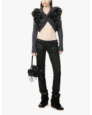 Jaded London Raven Faux-Fur Embellishment Faux-Leather Mini