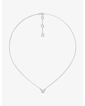Apm Monaco Papillon Rhodium Plated Alloy And Cubic Zirconia Necklace - White