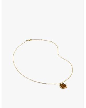 Monica Vinader Delphi 18Ct-Plated Vermeil Sterling- And Tiger's Eye Pendant Necklace - White