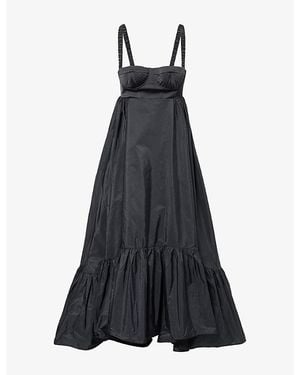 Anna October Snowdrop Ruffle-Hem Cotton-Blend Maxi Dress - Blue