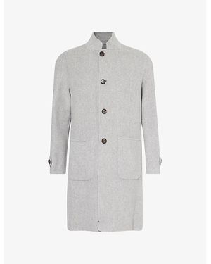Eleventy Reversible Stand-Collar Wool-Cashmere Blend Coat - Grey