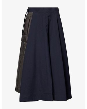 Sacai Suiting Panelled Woven Midi Skirt - Blue