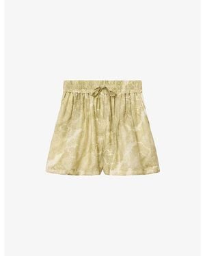 AllSaints Isla Graphic-Print Woven Shorts - Natural