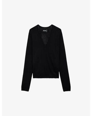 Zadig & Voltaire Rivy Embroidered-Wings Cashmere Jumper - Black
