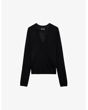 Zadig & Voltaire Rivy Embroidered-Wings Cashmere Jumper - Black