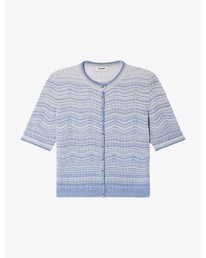 Sandro Decorative Short-Sleeve Knitted Cardigan - Blue